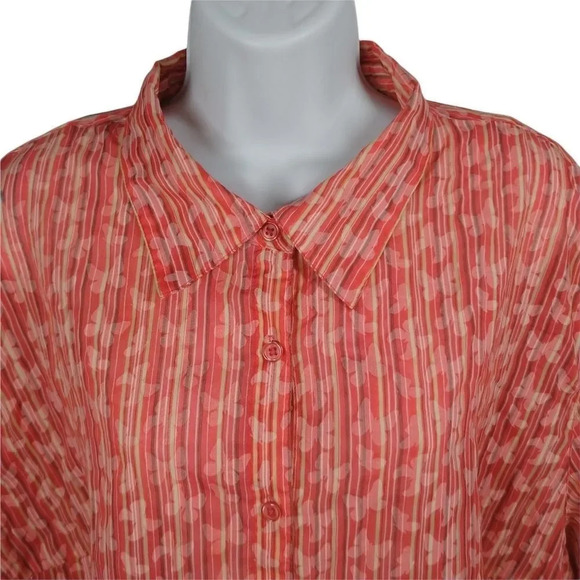 Carroll Reed Blouse, Semi Sheer, Butterflies, 2X - Picture 2 of 7